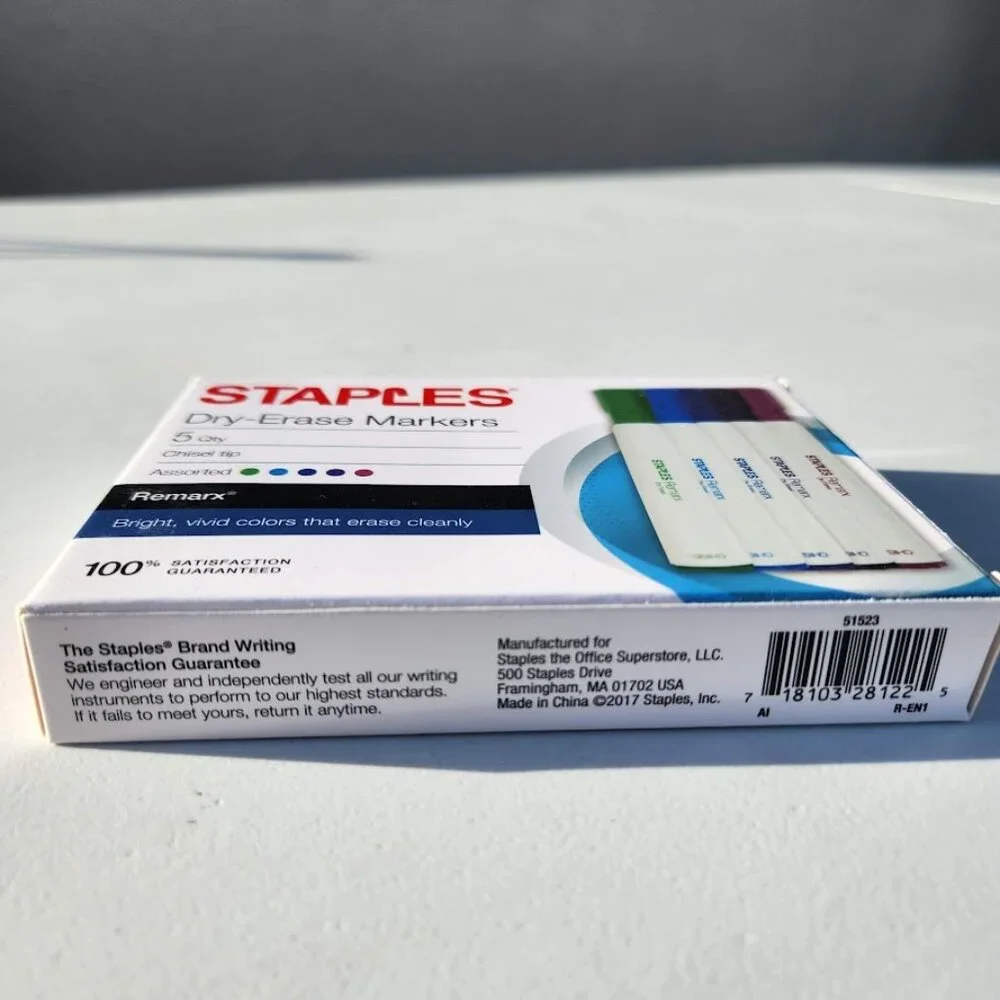 NEW Staples Dry Erase Markers 15 Count Chisel Tip Assorted Colors School Classro